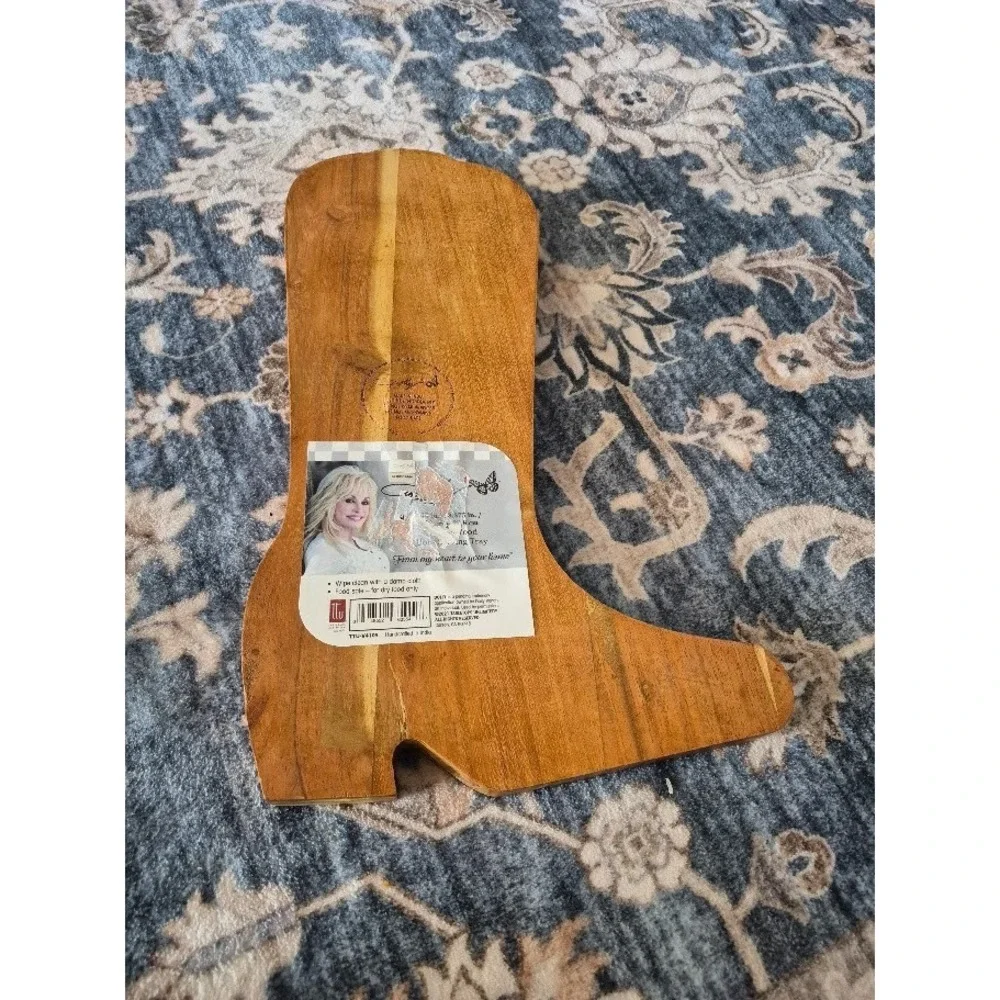 Charcuterie Board Dolly Parton Cowboy Boot Shape Acacia Wood Serving  14